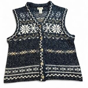 Vintage winter snowflake chunky-knit St. John's Bay sweater vest size‎ large